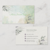 Visitekaartje met bloemen en Waterverf (Voorkant / Achterkant)