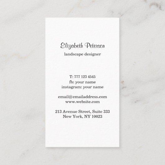 Visitekaartje met bloemenachtergrond (Achterkant)