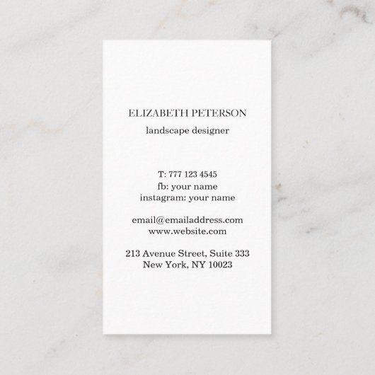 Visitekaartje met bloemenachtergrond (Achterkant)