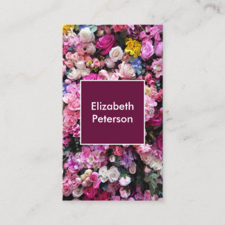 Visitekaartje met bloemenachtergrond