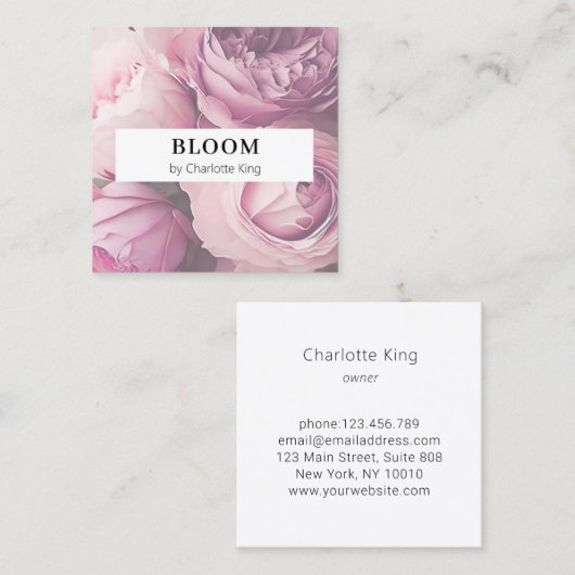 Visitekaartje met bloemkwadraten (Voorkant / Achterkant)