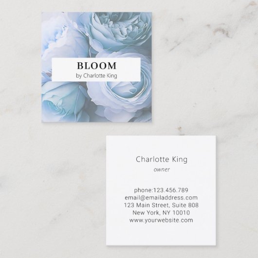 Visitekaartje met bloemkwadraten (Voorkant / Achterkant)