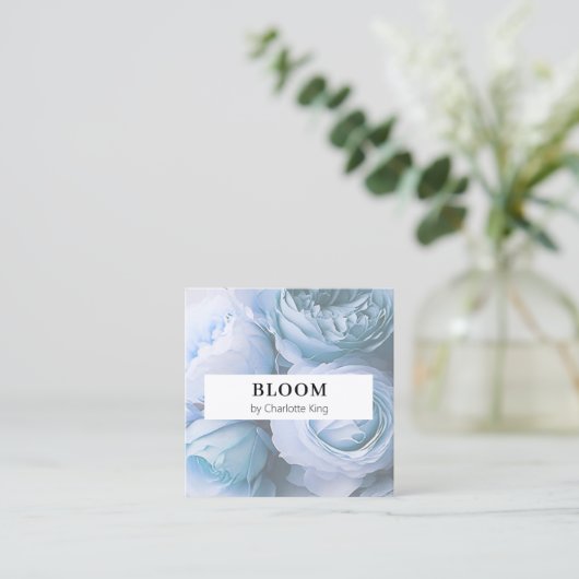 Visitekaartje met bloemkwadraten (Staand voorkant)