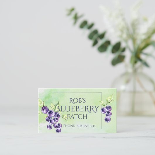 Visitekaartje met botanische bosbessen (Staand voorkant)