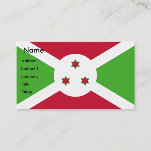 Visitekaartje met Burundese vlag (Voorkant)