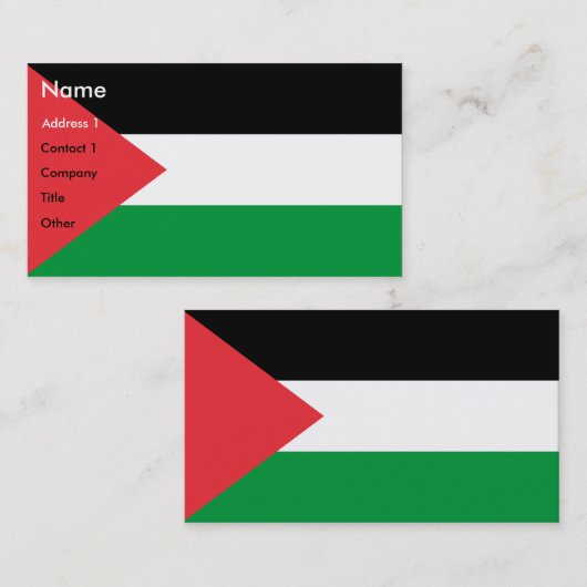 Visitekaartje met de Palestijnse vlag (Voorkant / Achterkant)
