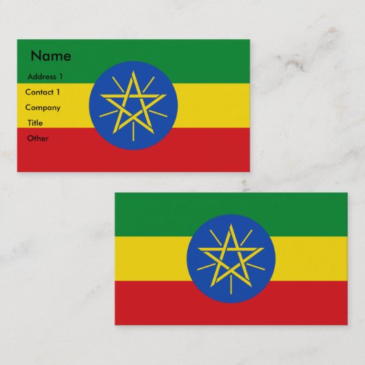 Visitekaartje met de vlag van Ethiopië (Voorkant / Achterkant)