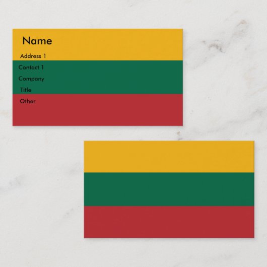 Visitekaartje met de vlag van Litouwen (Voorkant / Achterkant)