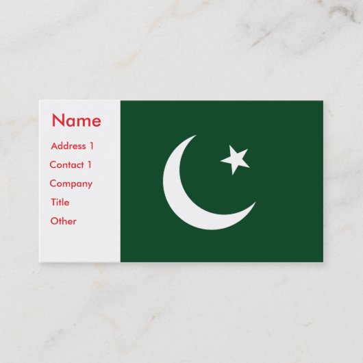 Visitekaartje met de vlag van Pakistan (Voorkant)