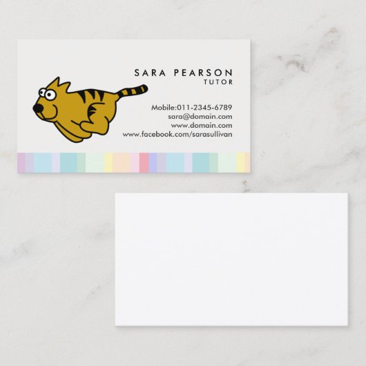 Visitekaartje met draaiende testpop (Voorkant / Achterkant)