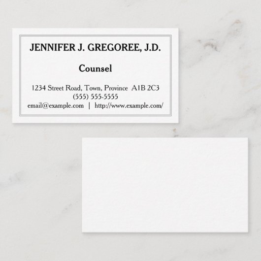 Visitekaartje met een laag aantal toetsen en tradi (Voorkant / Achterkant)