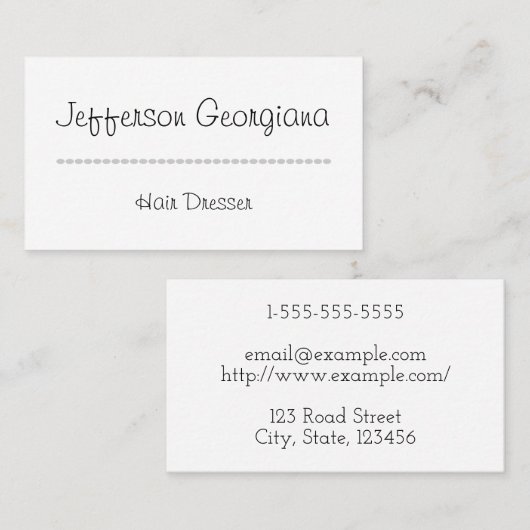 Visitekaartje met een reinigingsdop en een minimal (Voorkant / Achterkant)