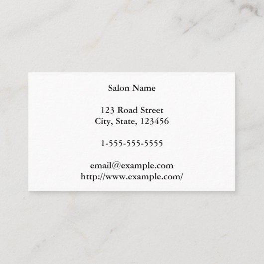 Visitekaartje met eenvoudige haarstaarten (Achterkant)