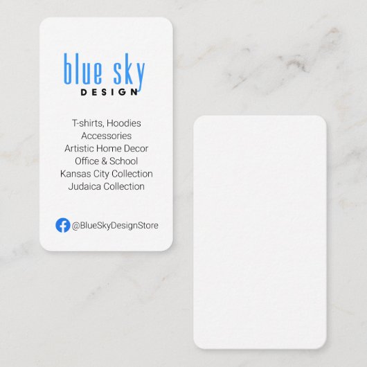 Visitekaartje met Facebook Logo en Info (Voorkant / Achterkant)