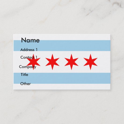 Visitekaartje met Flag of Chicago, Verenigde State (Voorkant)