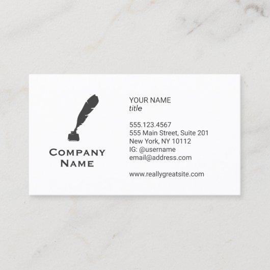 Visitekaartje met flesjes en inkt (Voorkant)