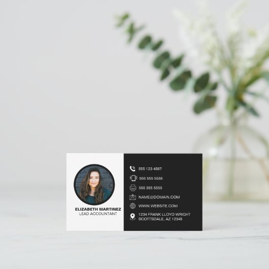 Visitekaartje met foto- en QR-codegenerator (Staand voorkant)