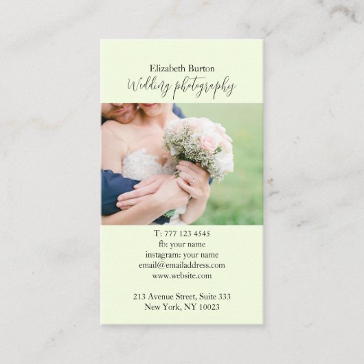 Visitekaartje met fotoachtergrond. (Voorkant)