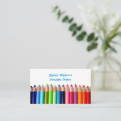Visitekaartje met gekleurde Pencils-leraar (Staand voorkant)