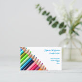 Visitekaartje met gekleurde Pencils-leraar (Staand voorkant)