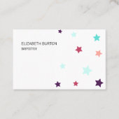 Visitekaartje met gekleurde sterren. (Voorkant)