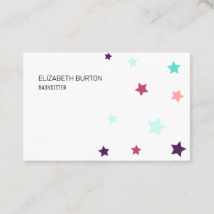 Visitekaartje met gekleurde sterren.