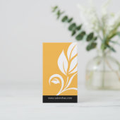 Visitekaartje met gele lef Salon Spa (Staand voorkant)