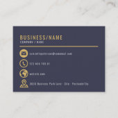 Visitekaartje met gouden en blauwe pictogrammen (Voorkant)