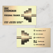 Visitekaartje met goudmetallische dumbbels (Voorkant / Achterkant)