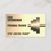 Visitekaartje met goudmetallische dumbbels (Voorkant)