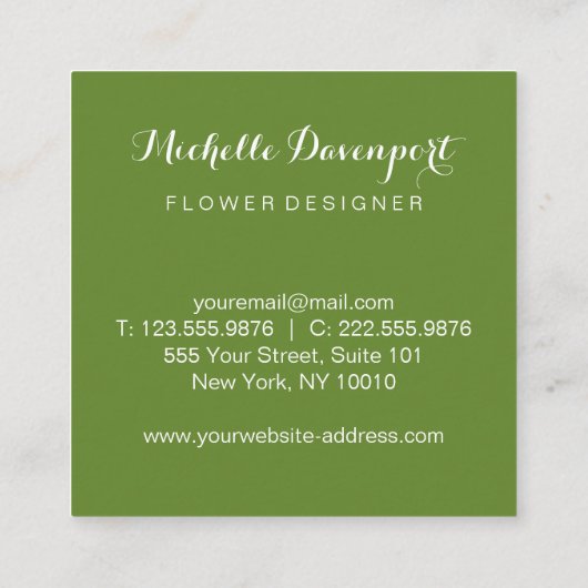 visitekaartje met groene bladeren (Achterkant)