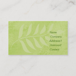 visitekaartje met groene bladeren.