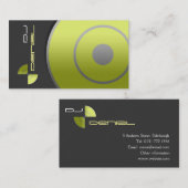 Visitekaartje met groot recordgeel dj (Voorkant / Achterkant)