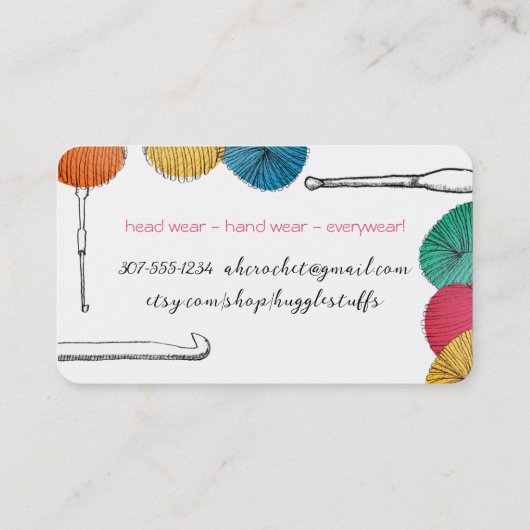 Visitekaartje met haakhaken, van schelpengaren (Achterkant)