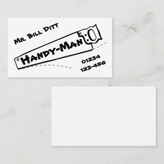 Visitekaartje met handig Man (Voorkant / Achterkant)