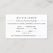 Visitekaartje met heerlijk zelfgemaakte fudge (Achterkant)