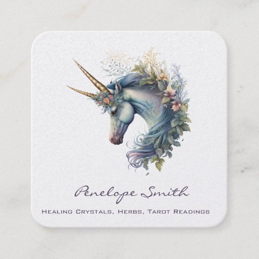 Visitekaartje met het Double Horn Unicorn Square (Voorkant)