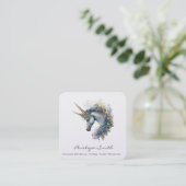 Visitekaartje met het Double Horn Unicorn Square (Staand voorkant)