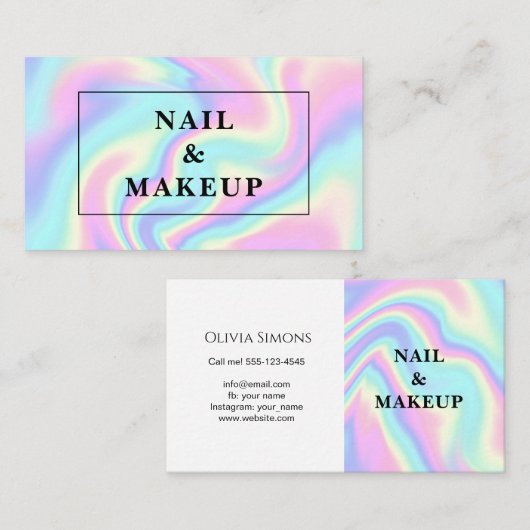 Visitekaartje met holografische achtergrond. (Voorkant / Achterkant)