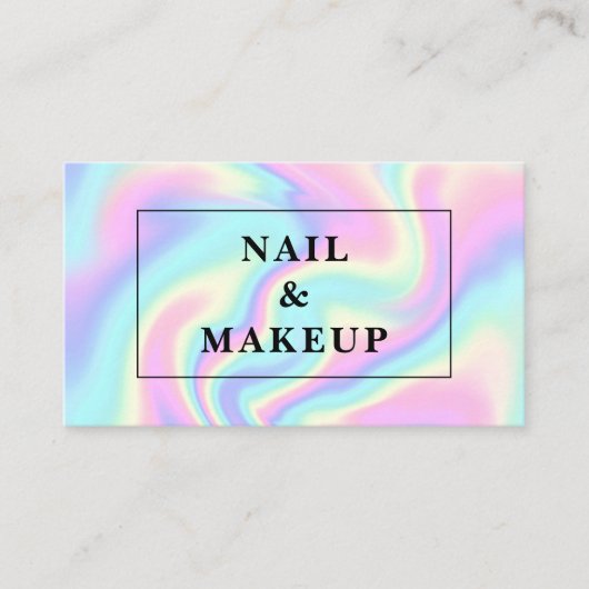 Visitekaartje met holografische achtergrond. (Voorkant)