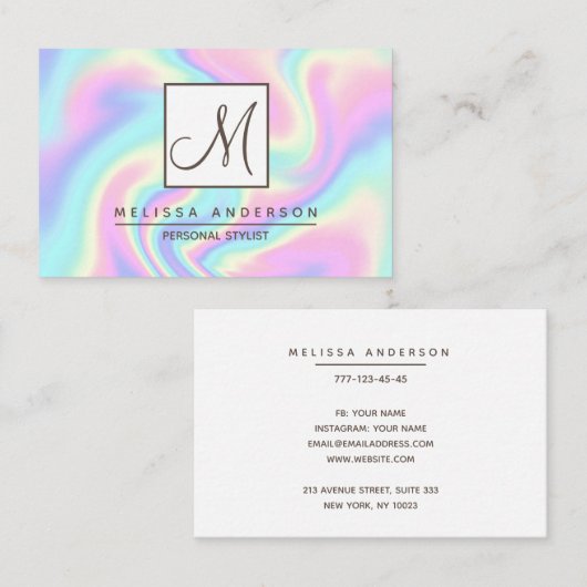 Visitekaartje met holografische achtergrond. (Voorkant / Achterkant)