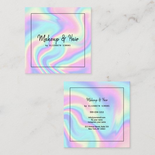 Visitekaartje met holografische structuur. (Voorkant / Achterkant)