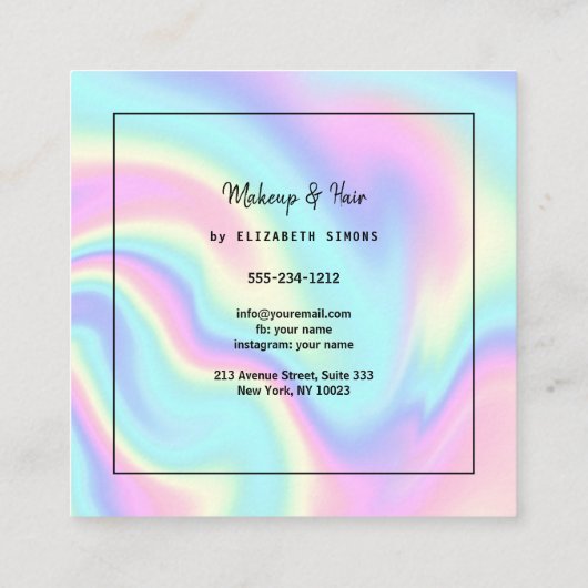 Visitekaartje met holografische structuur. (Achterkant)