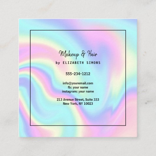 Visitekaartje met holografische structuur. (Achterkant)