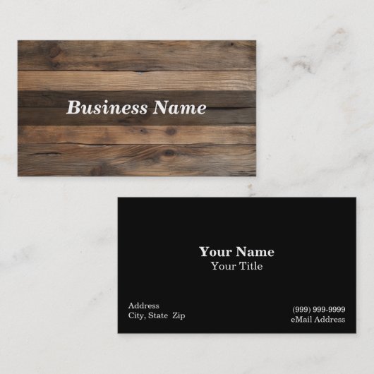 Visitekaartje met houten achtergrond (Voorkant / Achterkant)