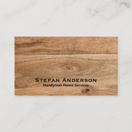 Visitekaartje met houten textuur (Voorkant)