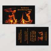 Visitekaartje met houtenbrandkast (Voorkant / Achterkant)