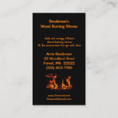 Visitekaartje met houtenbrandkast (Achterkant)