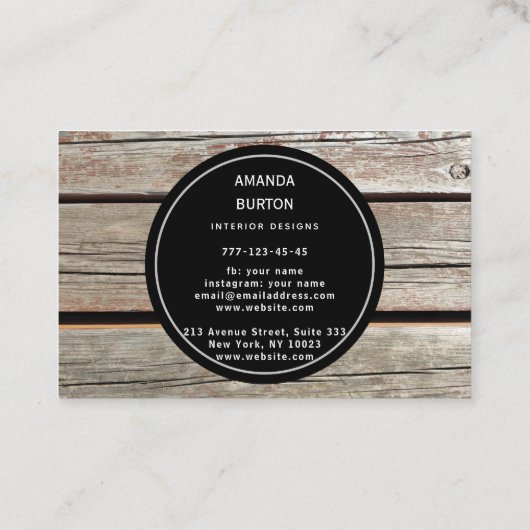 Visitekaartje met houtextuur. (Achterkant)