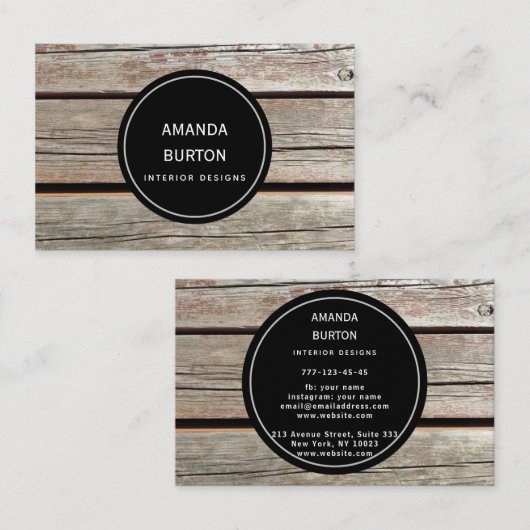 Visitekaartje met houtextuur. (Voorkant / Achterkant)